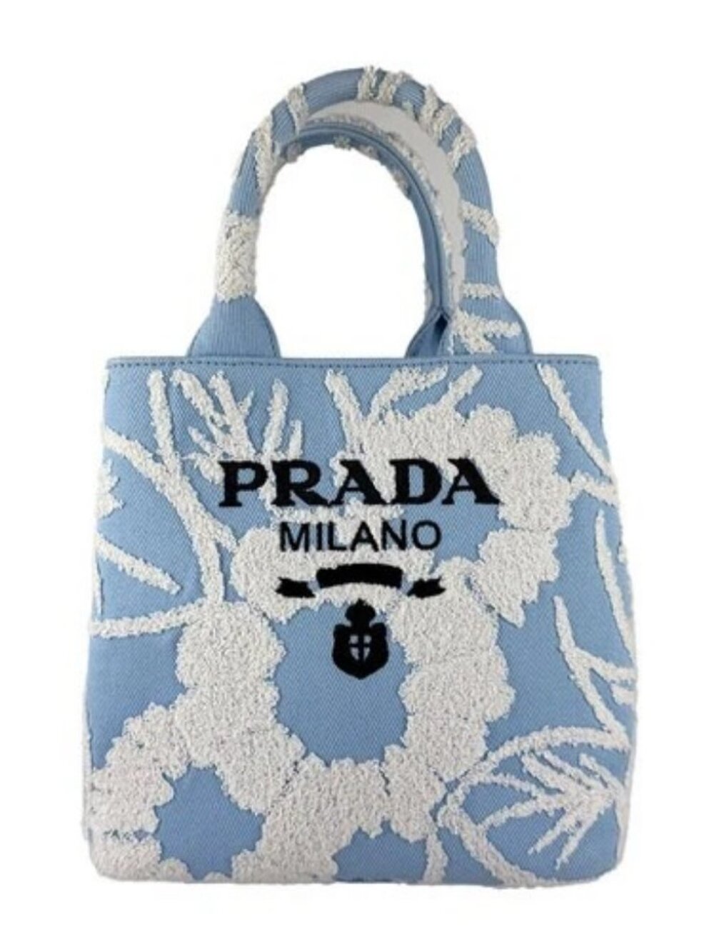 Auth PRADA Handbag Shoulder Bag Blue/White Canvas/Pile - z10877